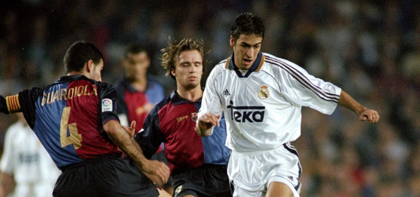 Pep Guardiola (Barcelona), Boudewijn Zenden (Barcelona) e Raúl (Real Madrid)