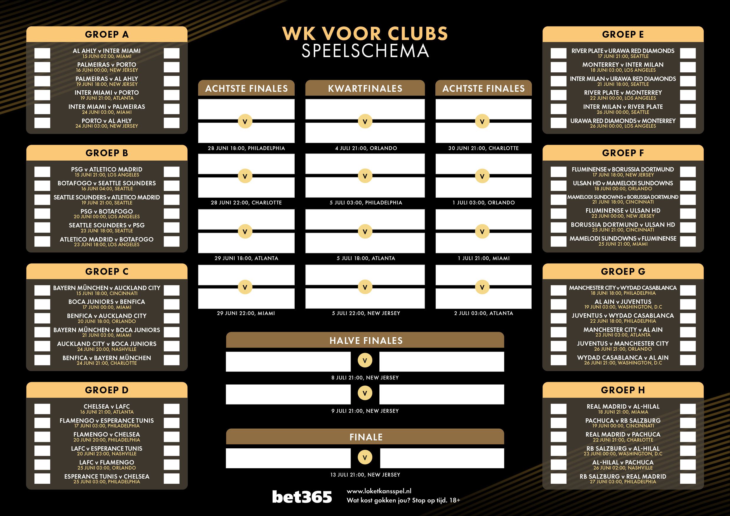 WK voor clubs speelschema PDF download