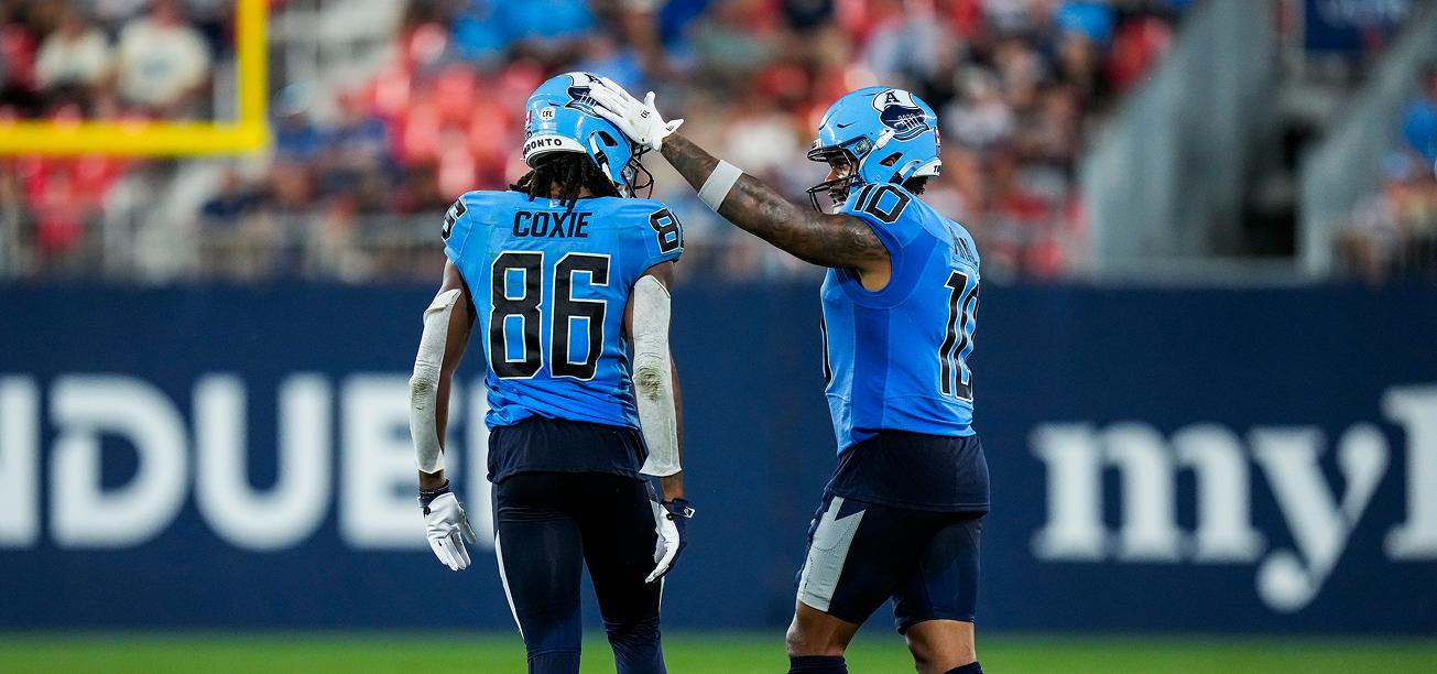 Damonte Coxie (#86) of the Toronto Argonauts