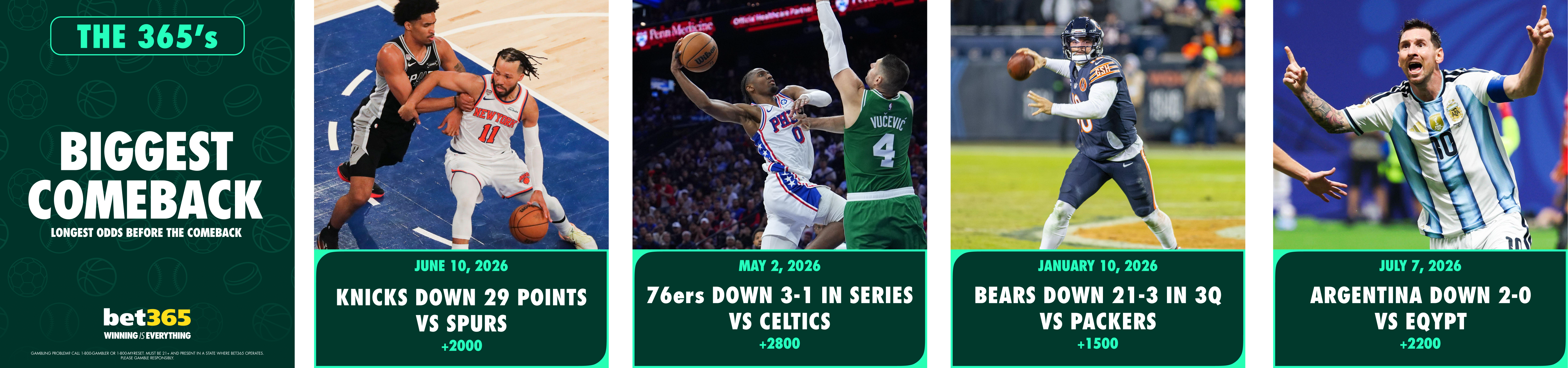 The 365's Biggest Comebacks: Knicks, 76ers, Bears, and Argentina