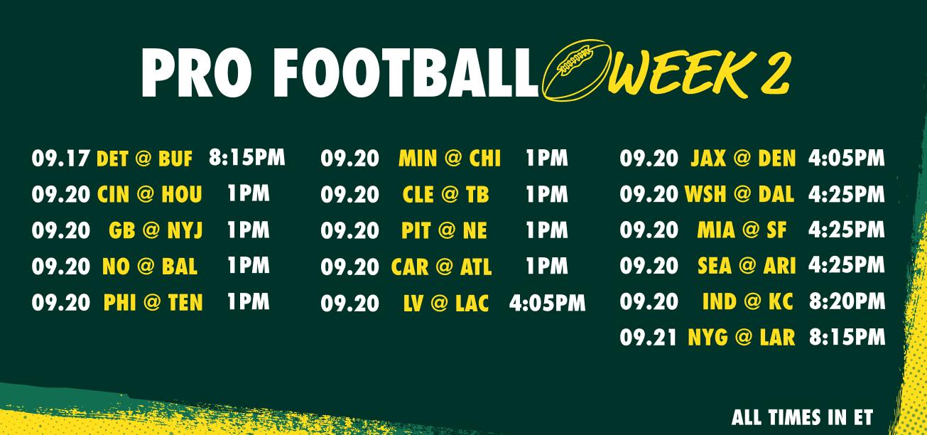 NFL Week 2 Schedule