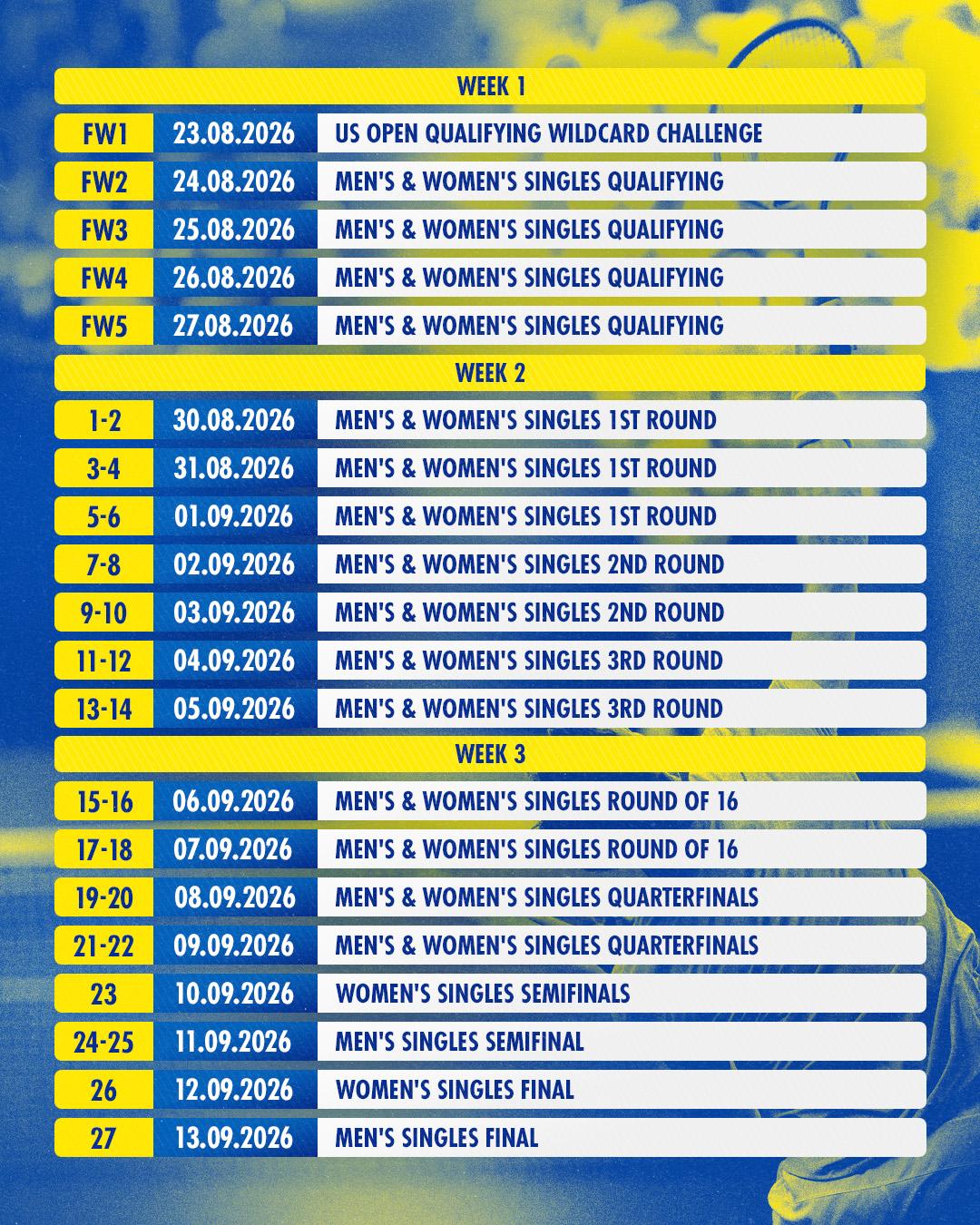 US Open Tennis 2026 Schedule