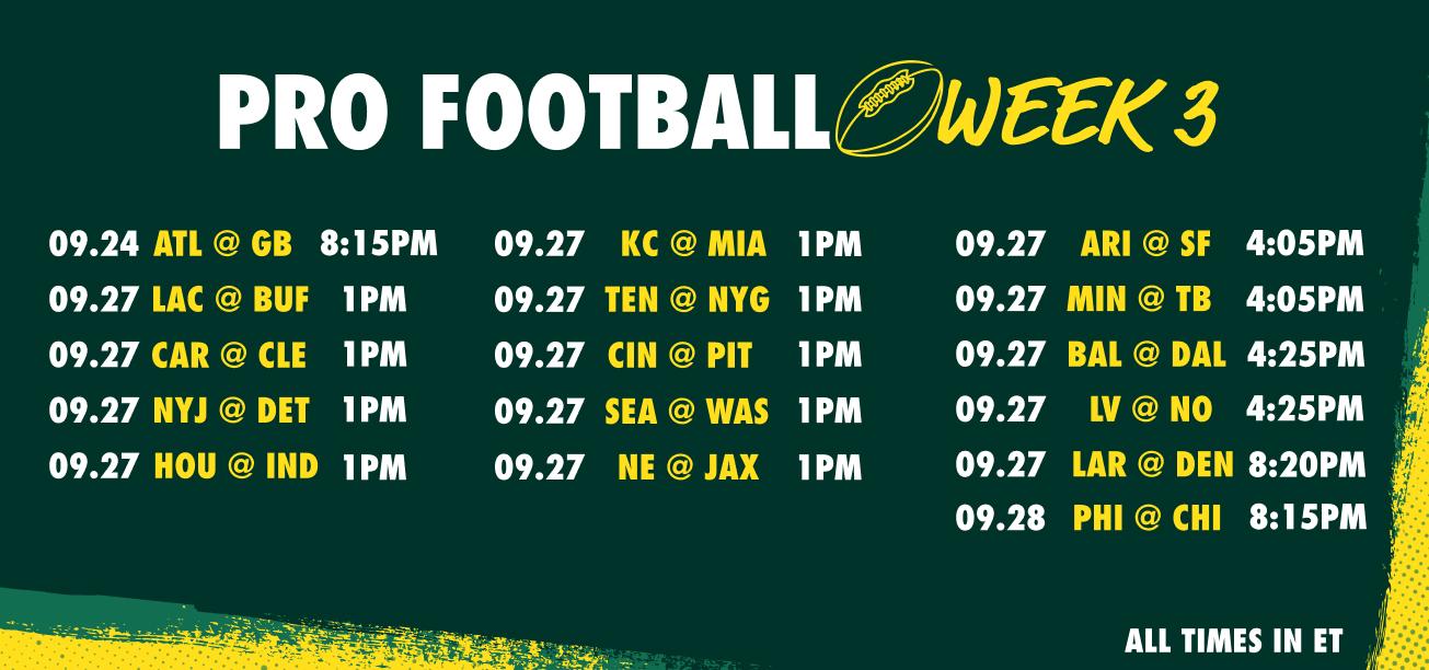 NFL Week 3 Schedule