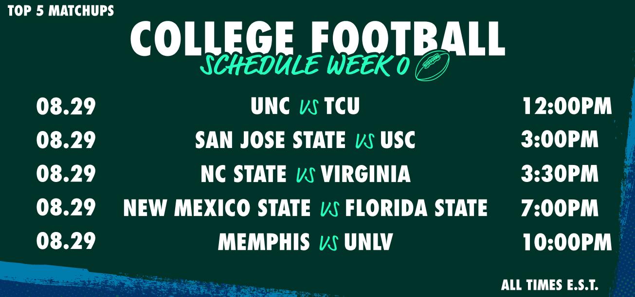 College Football Week 0 Schedule