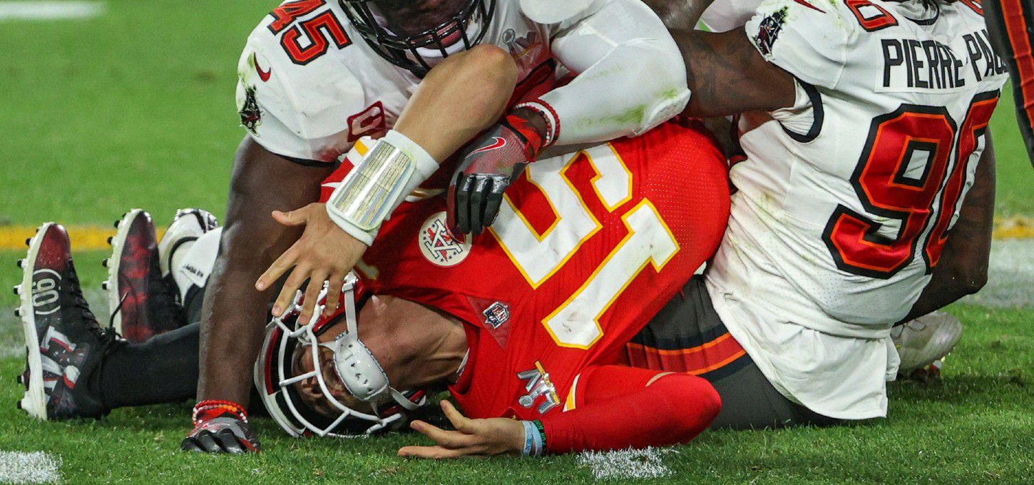 Patrick Mahomes was sacked three times and picked off twice in the Chiefs' 31-9 loss to the Bucs in Super Bowl LV.